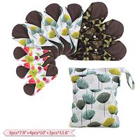 Teamoy 10pcs Cloth Panty Liners, Reusable Sanitary Pads with Wet Bag, Washable Cloth Menstrual Pads with Charcoal Absorbency Layers (Country Style, 3pcs×7.9"+4pcs×10"+3pcs×11.6")