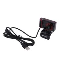 HD Webcam 3 LED Rotatable USB Web Camera Desktop or Laptop Webcam for Video Calling and Recording (Color : Red and Black)