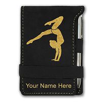 Mini Notepad, Gymnast Handstand, Personalized Engraving Included (Black)
