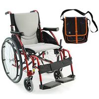 Karman S-Ergo 115 Ultra Lightweight Ergonomic Wheelchair | Seat Size 18" X 17" | Swing Away Footrest | Quick Release Wheels in Red & Free Black Medical Utility Bag with Trim!