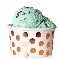 Ice Cream Sundae Cups - 50-Piece Disposable Paper Dessert Yogurt Bowls Gold Geometric Casual Round Plastic