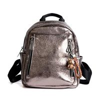 F&W WF Backpack - Glossy Small Shoulder Bag Handbags New Wild Fashion Mini Student Bag Casual Backpack (Color : Champagne, Size : Large)