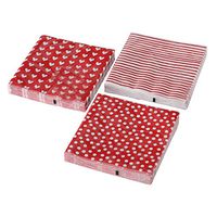 WHW Whole House Worlds 60 Count Hearts, Polka Dots and Stripes, Red and White, Party Napkins, 3 Packs of 20, 2 Ply Paper, Luncheon Size 6 3/4 x 6 3/4 Inches, 3 Vibrant Patterns