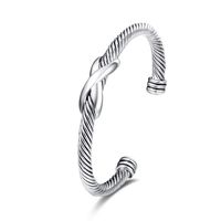 UNY Bracelet Designer Brand Inspired Antique Women Jewelry Cross Cable Wire Bangle Christmas Day Gifts (Single Silver)