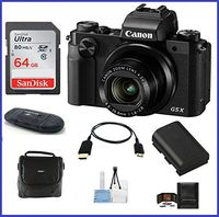 Canon PowerShot G5 X Digital Camera Pro Bundle includes: 64GB SDXC Class 10 Memory Card, Card Reader, Case, Pocket Tripod, Spare battery, Lens Cleaning Kit, Micro HDMI Cable & Memory Card Wallet