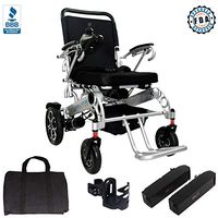Elite Wheelchair Foldable Electric Power Wheelchair, Heavy Duty, Indoors/Outdoors, Wide Seat, Fits Any Car Trunk, Safe for Air Travel, Cover Bag, Cup Holder and 2 Batteries Included, W5521 (Silver)