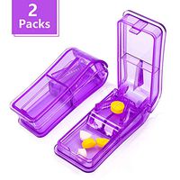 ZOOLION Pill Cutter Splitter - Portable Pill Cutter for Small and Large Pills, Travel Pill Splitters with Sturdy Cutting Blade, Easily Cut Pills for Big Medicine and Tablet Vitamin (2 Packs, Purple)