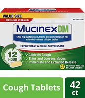 Cough Suppressant and Expectorant, Mucinex DM Maximum Strength 12 Hr Relief Tablets, 42ct, 1200 mg, Thins & loosens Mucus That Causes Chest Congestion (Pack of 5)