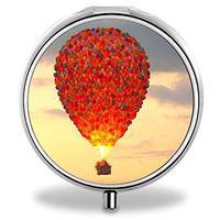 Compact 3 Compartment Medicine Case, IMLONE Customized Hot Air Balloon Pill Organizer Metal Pill Box Pill Container for Purse, Travelling and Daily Needs