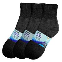 Basico Women/Men 12 Pair Diabetic Socks, (Ankle 10-13, Black)