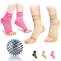 4GEAR SPORTLIFE 4G Plantar Fasciitis Socks Kit - 5PCs - 2 Pairs Foot Compression Sleeves & 1 Spiky Massage Ball - Best for Foot Pain Relief, Heel Spurs & Swelling