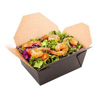 Disposable Take Out Container, #8 To Go Box - Eco-Friendly Paper - Rectangle - 45 oz - Black with Kraft Interior - 200ct Box - Restaurantware