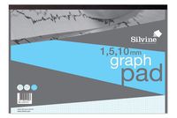 Silvine A3 Professional Graph Pad. 50 Sheets of Quality 90gsm Paper, Printed 1-5-10mm Graph. Ref A3GP1510