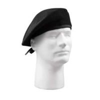 GI Type Black Beret without Flash - Size 7.5