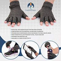 Tuscom Arthritis Gloves for Women & Men - Anti Slip Compression Gloves Rheumatoid, Osteoarthritis - Anti Arthritis Copper Fingerless Gloves for Arthritis Pain Relief, Computer Typing (Gray)