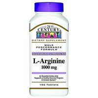 21st Century L-Arginine 1000mg, Maximum Strength 100 ea (Pack of 4)