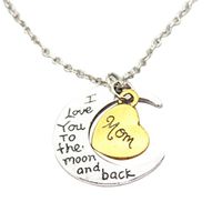 Hemlock-Jewelry Families Necklaces,Hemlock I Love You Engraved Necklaces Moon Pendant Chain Necklace (Mom)