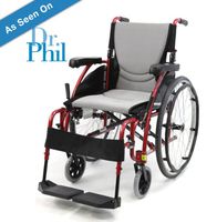 New Karman S-Ergo 115 ( S-Ergo115F20RS ) Ultra Lightweight Ergonomic Wheelchair with 20" Seat Width, Swing Away Footrest in Red