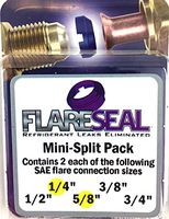 FlareSeal Model MSP-0410 Leak Free SAE Flare Connections - Refrigerant Leaks Refrigeration, HVAC, Ductless, Schrader Valve or Mini Split Applications (1/4", Mini Split Pack - (2) 1/4" and (2) 5/8")