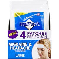 WellPatch Migraine & Headache Cooling Patch - Drug Free, Lasts Up to 12 hours, Safe to Use with Medication - Large Patches (4 Large Patches), Each 4.3 x 2 in