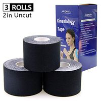 AUPCON Sports Kinesiology Tape Hypoallergenic Breathable Waterproof, Uncut Muscle Tape Therapy Recovery Support for Knee Shoulder Ankle Elbow Shin Neck Splints FDA Approved Latex Free (3 Rolls Black)
