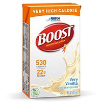 Boost Very High Calorie Complete Nutritional Drink, Very Vanilla, 8 Ounce Box, Pack of 27