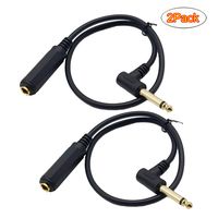 Seadream 2Pack 50CM Mono 1/4 Inch Female to Right Angle Male Audio Extension Cables (2pcs)