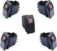 DCFlat 12v 20 Amp Waterproof Green/Red/Orange/White/Color LED On/Off Boat Marine Rocker Switch with Light (5 x LED Rocker Switch) (3 Pin) (Orange)