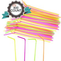 Tiger Chef Refill 400 Flexible Plastic Multi Color Neon Drinking Straws BPA-Free 8.25 Inch