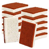 Natural Plant Based Scrub Sponge 12 Pack, Palm Fiber Scrubbing Sponge with Non Scratch Biodegradable Compostable Sponges,Durable No Smell Dishwashing Kitchen Scrubber