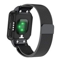 D-Electro Component Magnet Watchband for Garmin Forerunner 35 Strap Stainless Steel Replacement Wristband for Garimin Forerunner 35 (Black, L)