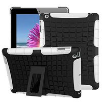 iPad 4 Case, iPad 3 Cover, iPad 2 Shockproof Case, Dual Layer Protection Hybrid Case Hard Shell Rugged Cover with Kickstand for iPad 2, iPad 3, iPad 4 (NOT fit iPad Air or iPad Pro) (White)