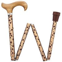 Folding Cane Zebrano Derby Handle Walking Cane with Adjustable Aluminum and Silver Collar