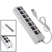 rabate 7 Ports LED USB Adapter Hub Power on/Off Switch for PC Laptop Hubs