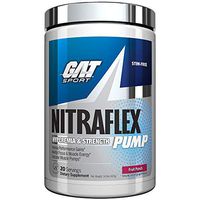 GAT Sport - NITRAFLEX Pump - Hyperemia & Strength, Intense Performance Gains, Mental Focus & Muscle Energy, Vascular Muscle Pumps, 20 Serving (Fruit Punch)