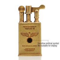 Pure Copper Flint Lighter Antique Retro Style Brass Wheel Kerosene Lighter Gifts for Collectors Friends Father (WW II)