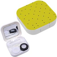 Portable Contact Lens Case Box Travel Kit Mirror + Bottle + Tweezers Container Holder [ Yellow Black Dot ]