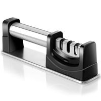 Knife Sharpener - Professional Kitchen 3 Stage Knife Sharpener for Straight and Ceramic knives, Diamond, Tungsten Steel and Ceramic Rod Helps Restore and Polish Blades, Quickly, Safe and Easy to Use