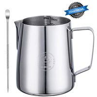 Stainless Steel Milk Frothing Pitcher 20oz/ 580ml Steaming Pitchers with Decorating Art Pen, Milk Coffee Cappuccino Latte Art Barista Steam Pitchers Milk Jug Cup for Espresso Machines Latte Art