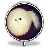 Cat Pill Case, Round Stainless Drug Organizer Container Medicine Cover for Pocket Daily&Weekly
