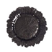 WWSHM Aliisar Creative Nordic Style Snowflake Plate Of Water Fruit Bowl Tableware Electroplated Glass Fruit Bowl Charger Plate (Color : Black, Diameter : 33 Cm)