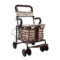Elderly Shopping Cart/Recreational Vehicle/Collapsible Walker/Walker/Rehabilitation Equipment Folding Walking Four-Wheeled Shopping Cart Bronze Double Wheel Size:60cm43cm85cm