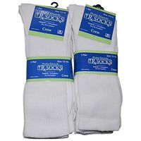 Diabetic Socks 6 Pairs Mens Non-Binding Crew Length White, Size 13-16