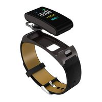 PADY-Wearable Technology A9S Smart Talkband 2 in 1 Bluetooth Headset Smart Wristwatch Band Music Control Pedometer Sleep Monitor Smartband Watch Bracelet (Black Leather Band)