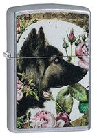 Zippo Spazuk German Shepherd with Flowers Street Chrome Pocket Lighter, One Size