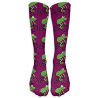 DaSOC Frog Riding Bike Unisex Novelty Below Knee Socks Athletic Tube Stockings Size 6-10