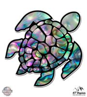 Sea Turtle Natural Shell Pearl Texture Green Purple - 3" Vinyl Sticker - For Car Laptop I-Pad Phone Helmet Hard Hat - Waterproof Decal