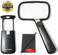 Pocket Magnifying Glass 3X an Elderly Assistant Product for Seniors; Helpful 50th 60th 70th Birthday Gift Set for Women and Men, Mom and Dad (Rec-PM1)