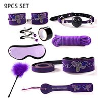 A-YUEYUE 9Pcs Funny Soft Leather Handcuffs Set for Women for Sex Play