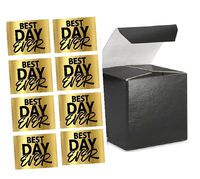 CakeSupplyShop 24pk 2 x 2 x 2" Black Gloss Gift Candy & Party Favor Boxes with Best Day Ever Stickers for Wedding Birthdays Graduations Baby Showers